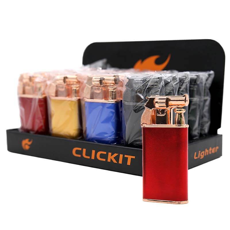 Clickit Single Torch Flame Adjustable Revolver Head Lighters (GH-7266) | 20 Count Display product image